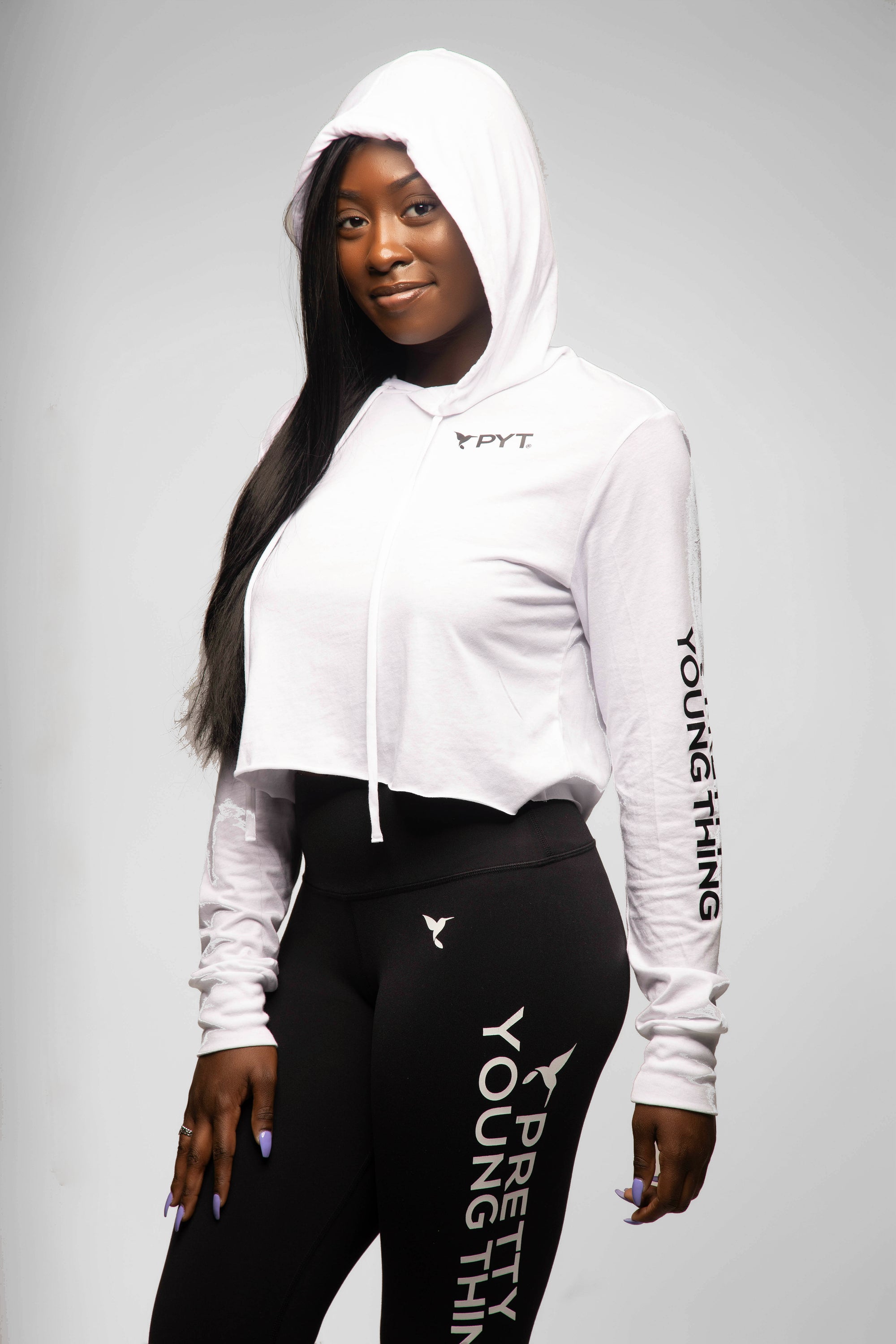 Cropped Long Sleeve Hoodie Tee Pretty Young Thing 2 Colors