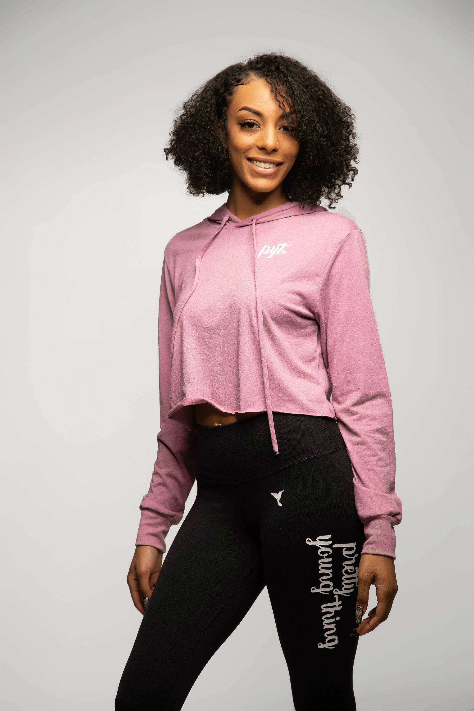 Cropped Long Sleeve Hoodie Tee Pretty Young Thing 2 Colors