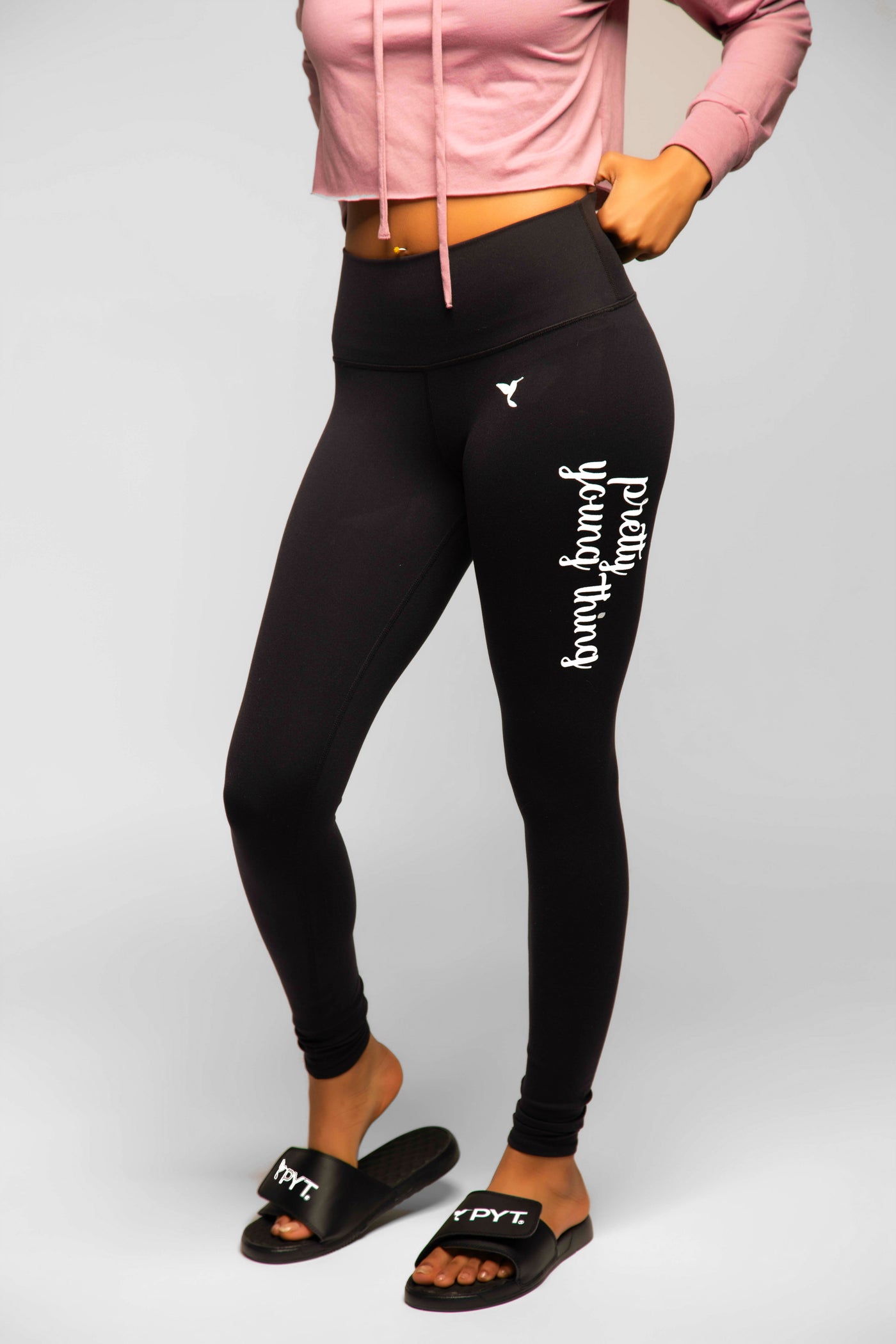 High Waist Fitness Cursive Logo Leggings