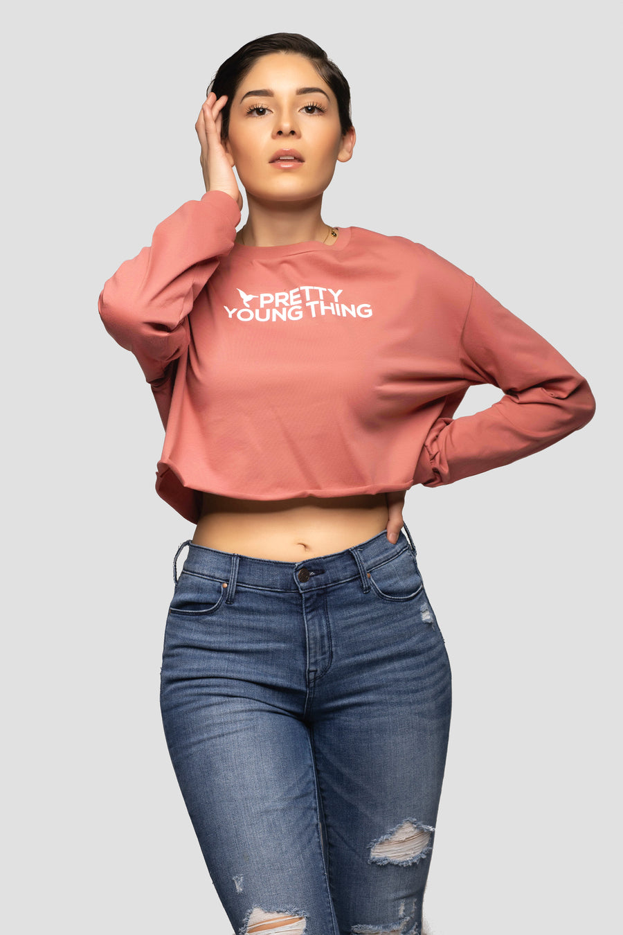 Cropped Long Sleeve Tee Pretty Young Thing 2 Colors