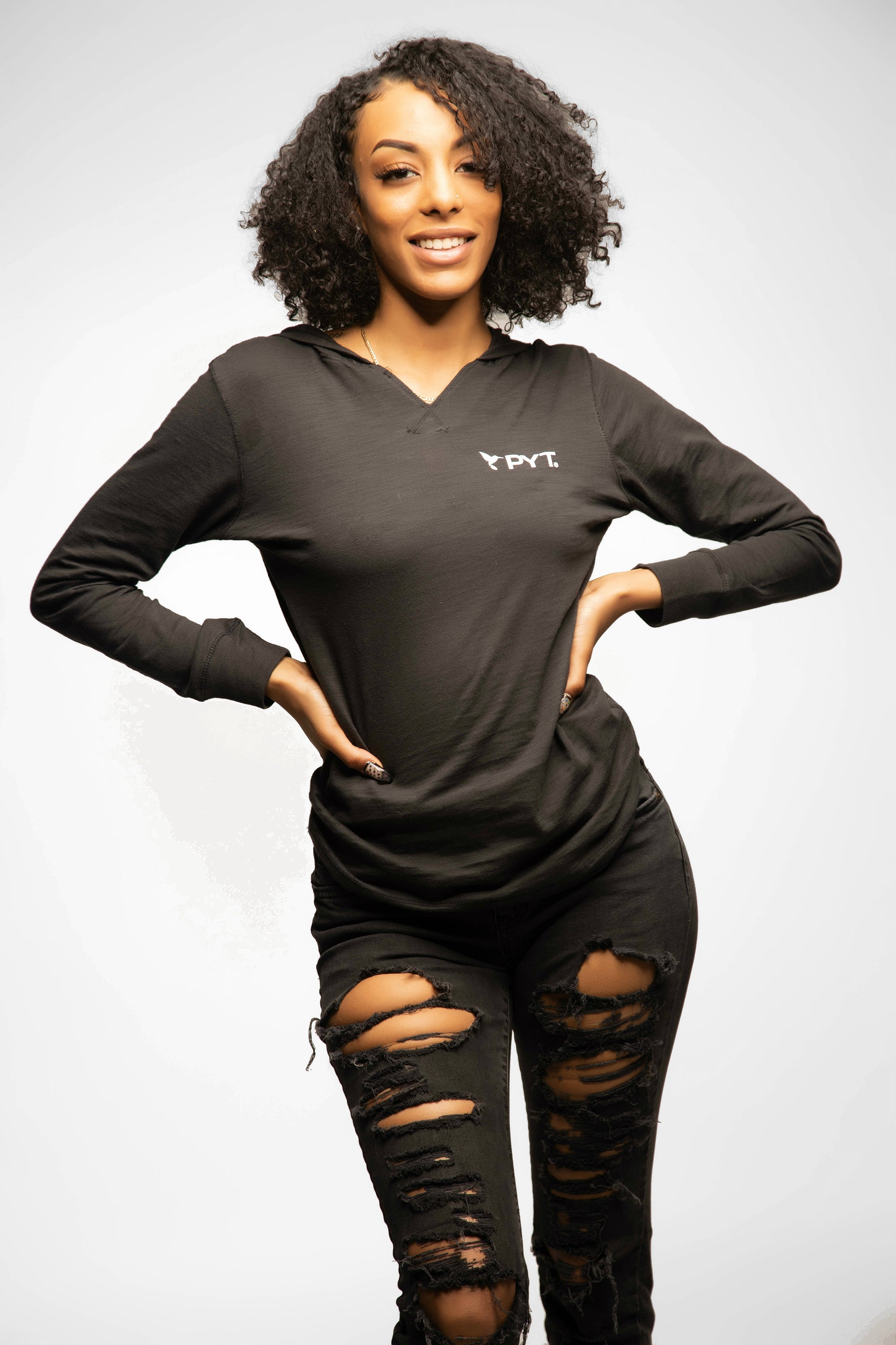 PYT® Long Sleeve V-Notch Hoodie Tee 5 Colors