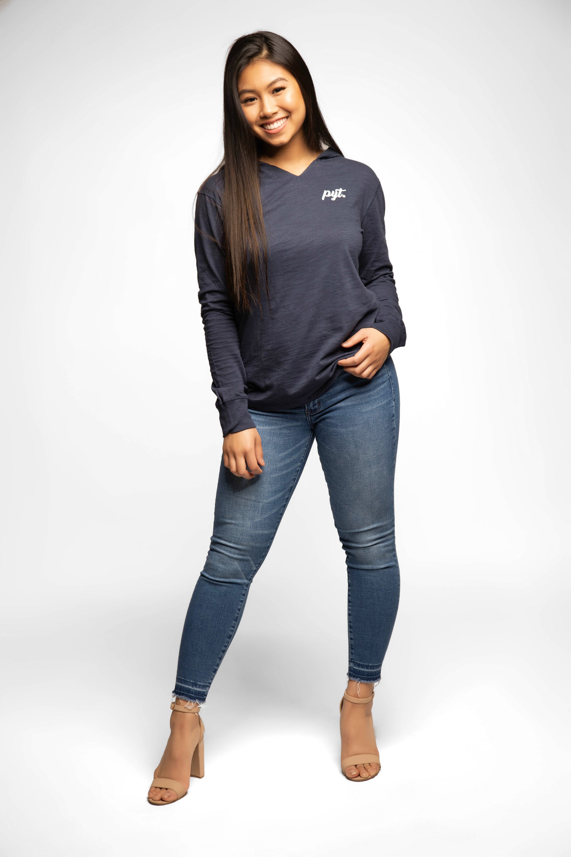 PYT® Long Sleeve V-Notch Hoodie Tee 5 Colors